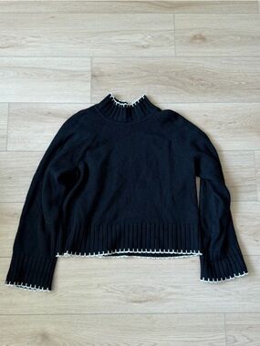 GAP Black Sweater with White Stitched Trim